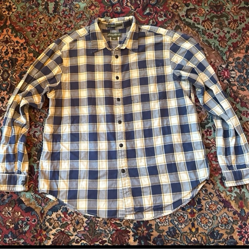 Eddie Bauer Blue Plaid button down shirt